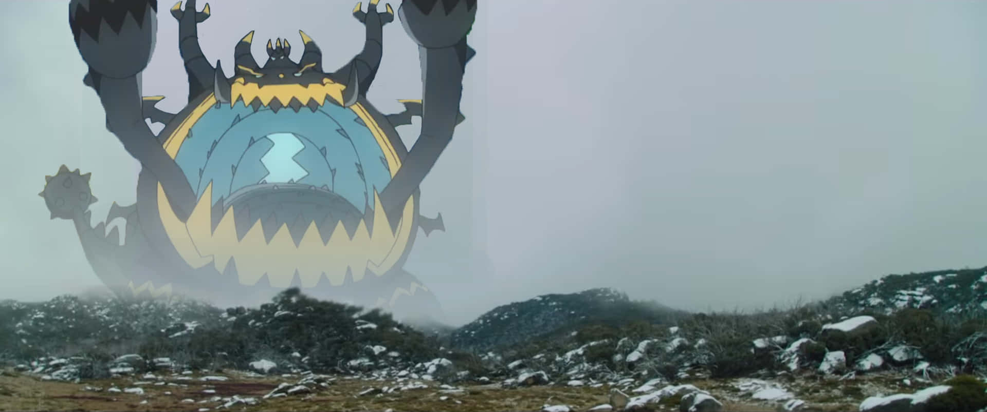 Guzzlord, Landfill, snowy rocky landscape, Full HD Desktop Wallpaper