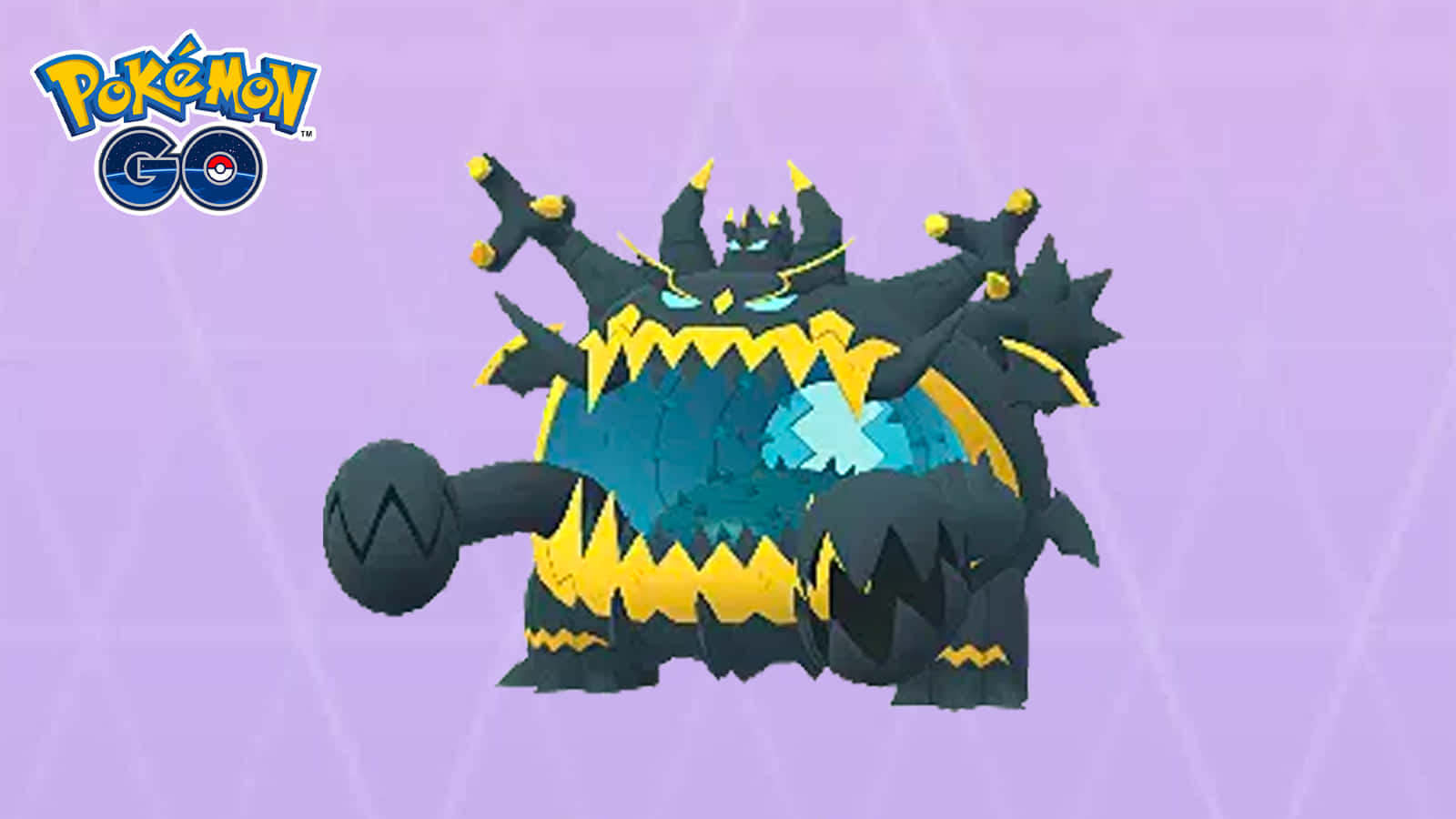Guzzlord, purple grid background, black and yellow, HD Desktop Wallpaper
