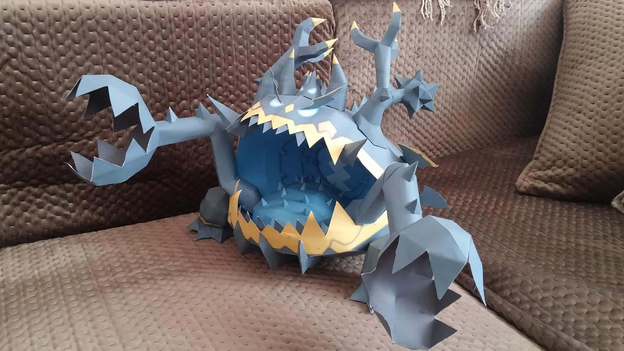 Guzzlord, blue and yellow crab, sharp spikes, Full HD Desktop Wallpaper