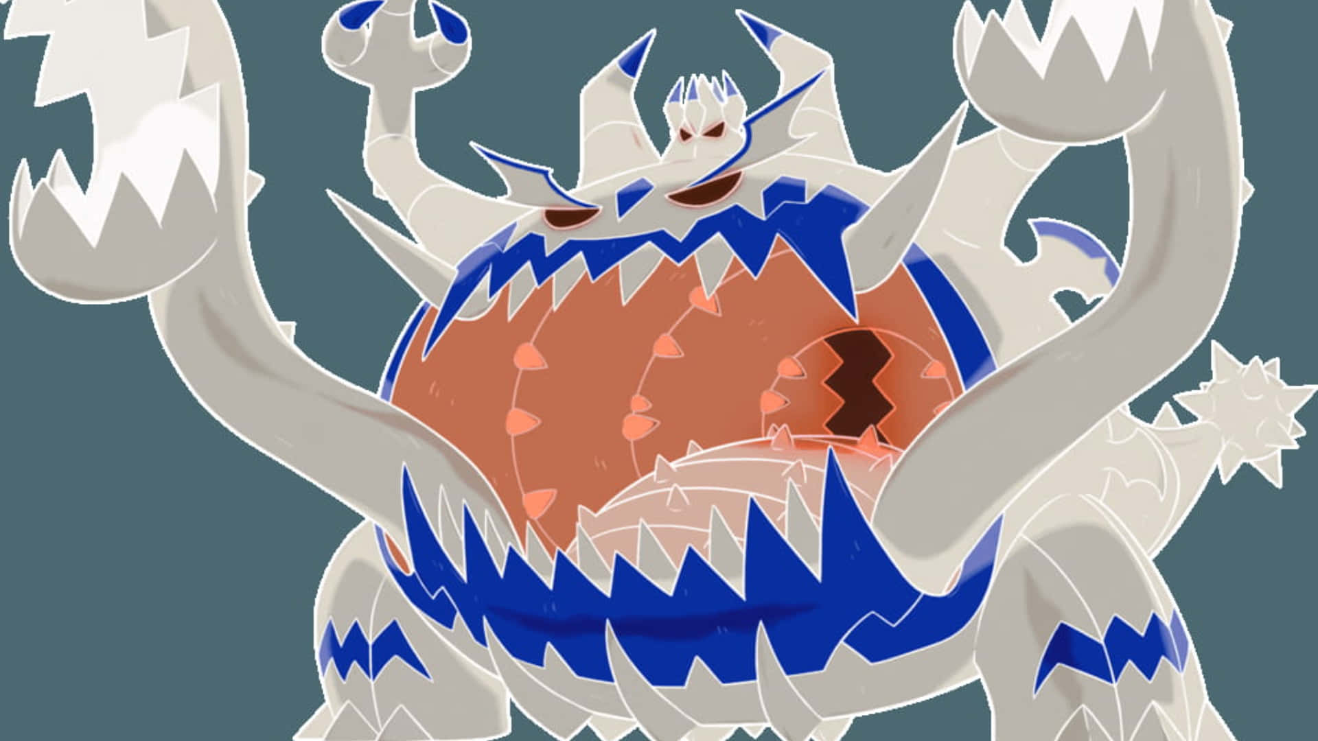 Guzzlord, white claws, blue accents, Full HD Desktop Wallpaper