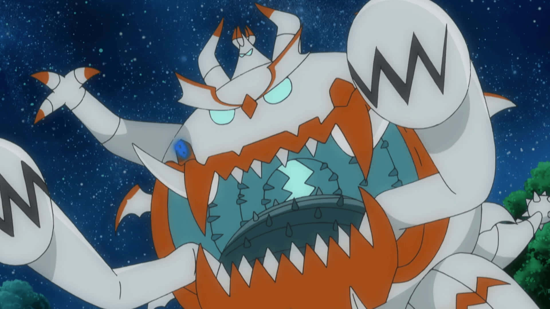 Guzzlord, starry night sky, white and orange, Full HD Desktop Wallpaper