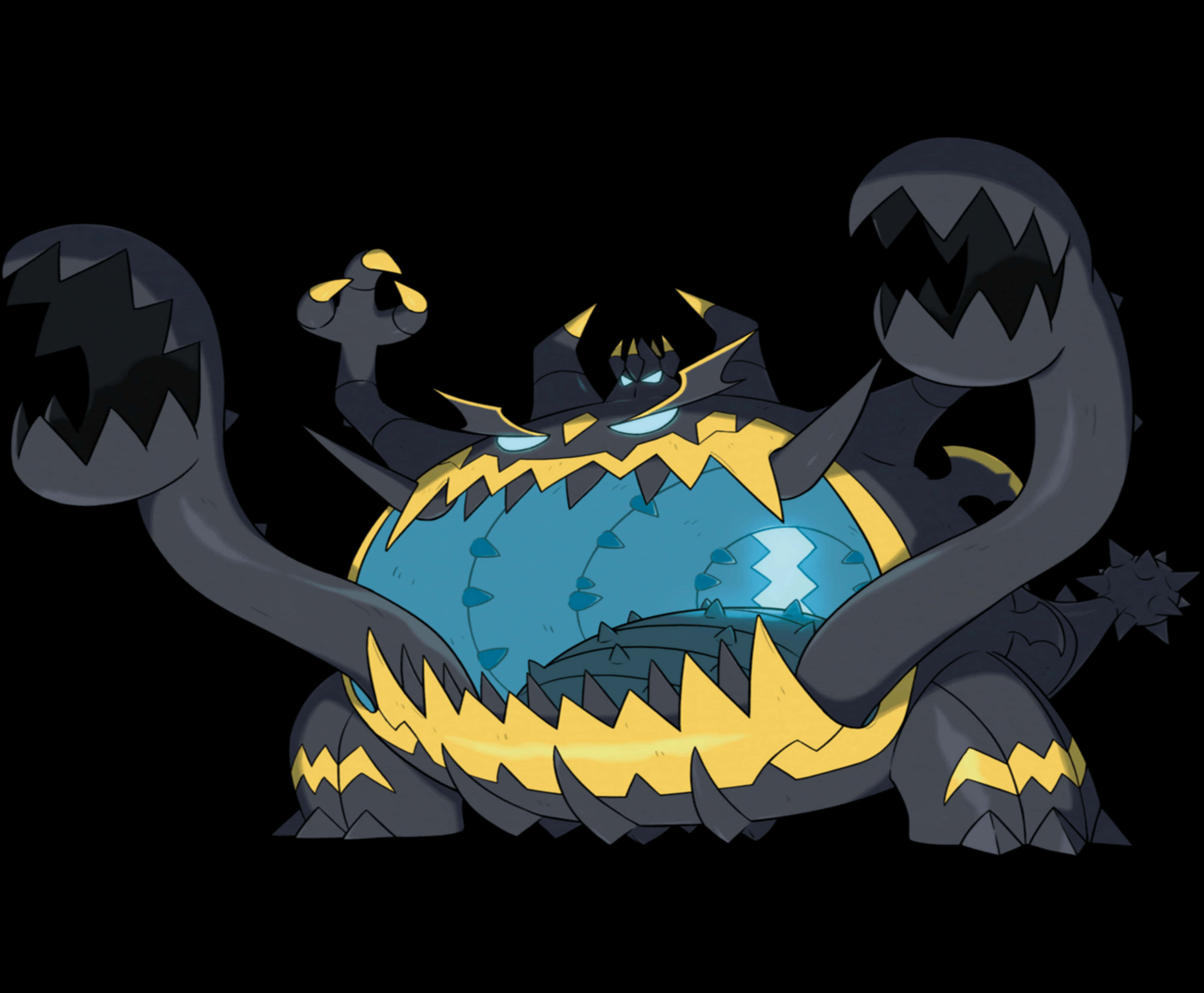 Guzzlord, dark gray, jagged yellow accents, 4K Desktop Wallpaper
