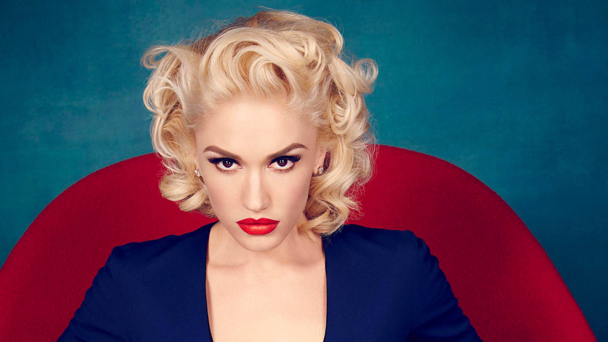 Gwen Stefani, short curly hair, blonde, Full HD Desktop Wallpaper