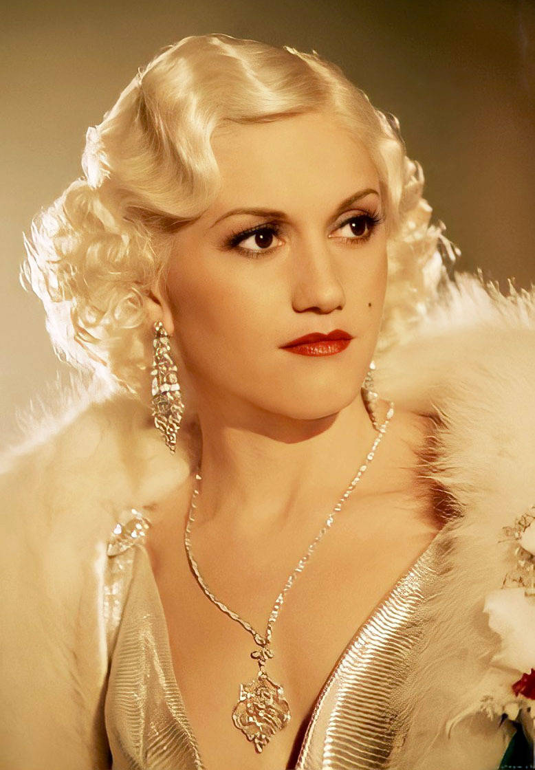 Gwen Stefani, fur stole, sparkling jewelry, SD Phone Wallpaper