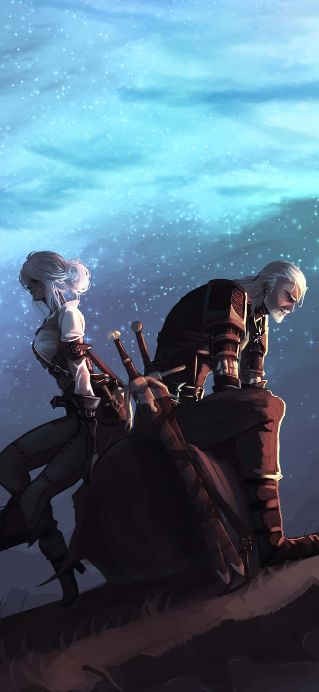 Witcher 3, fantasy warriors, white hair, Full HD Phone Wallpaper