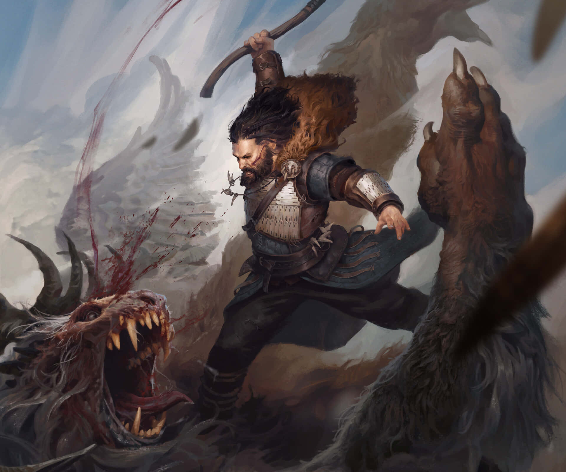 Gwent The Witcher Card Game, bearded warrior, armor, Full HD Desktop Wallpaper