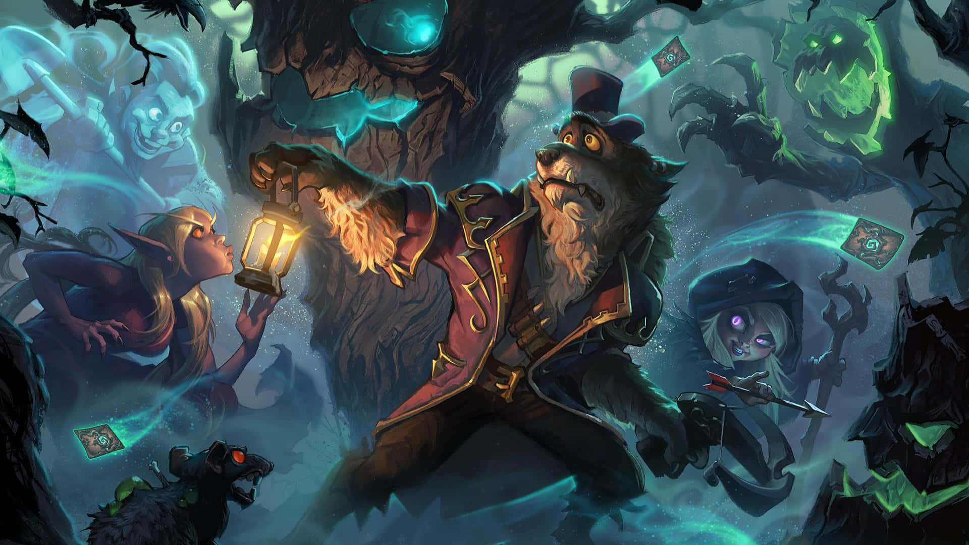 Gwent: The Witcher Card Game, werewolf, top hat, Full HD Desktop Wallpaper