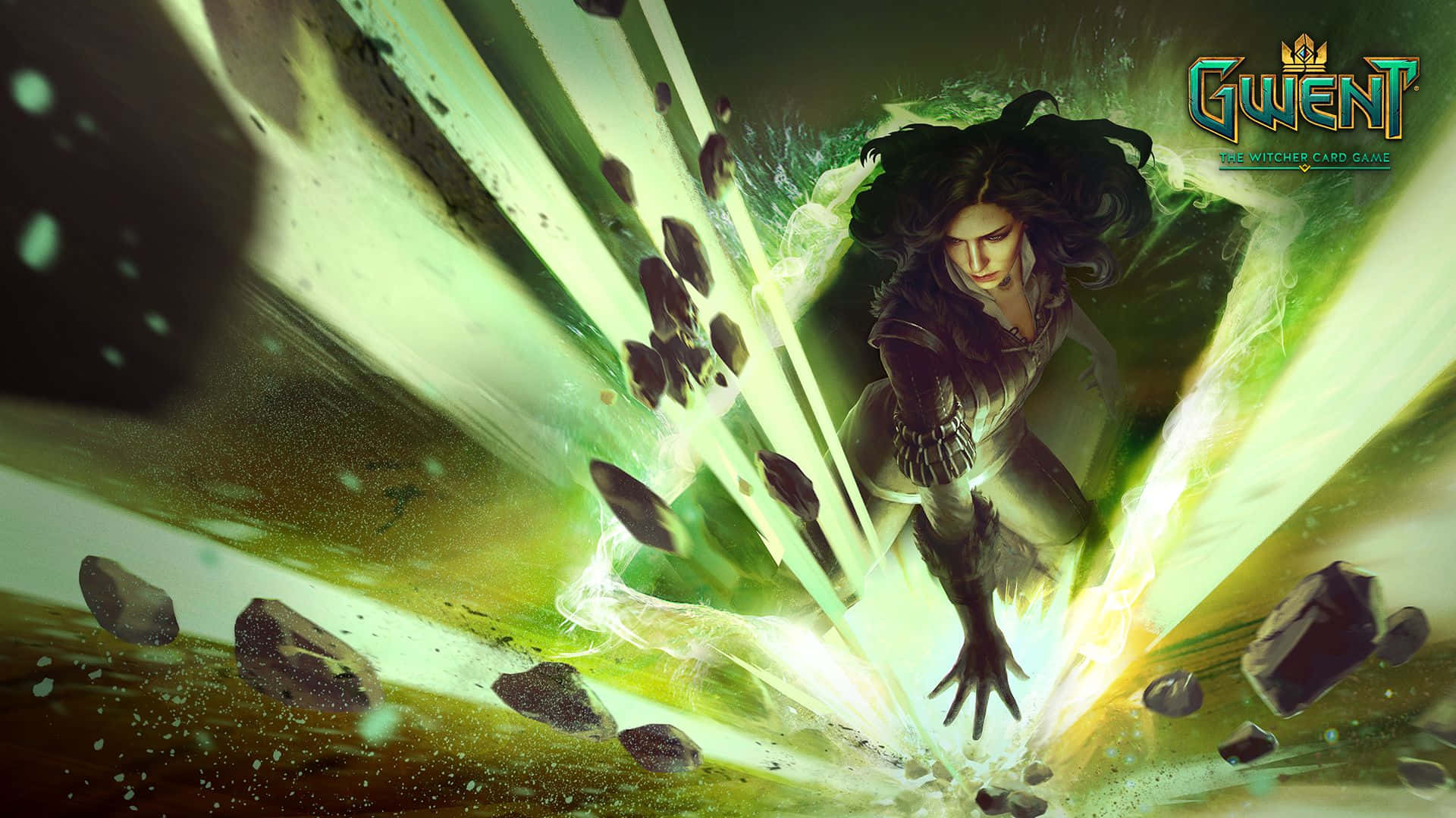Gwent: The Witcher Card Game, witch, green energy blast, Full HD Desktop Wallpaper