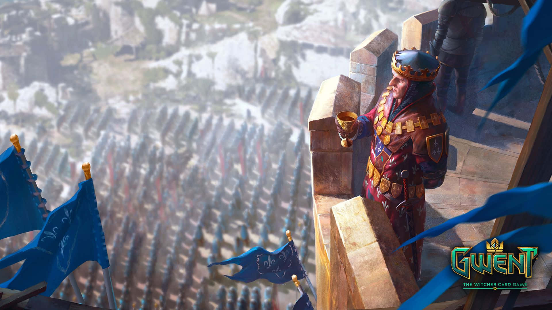 Gwent: The Witcher Card Game, crowned king, ornate armor, Full HD Desktop Wallpaper