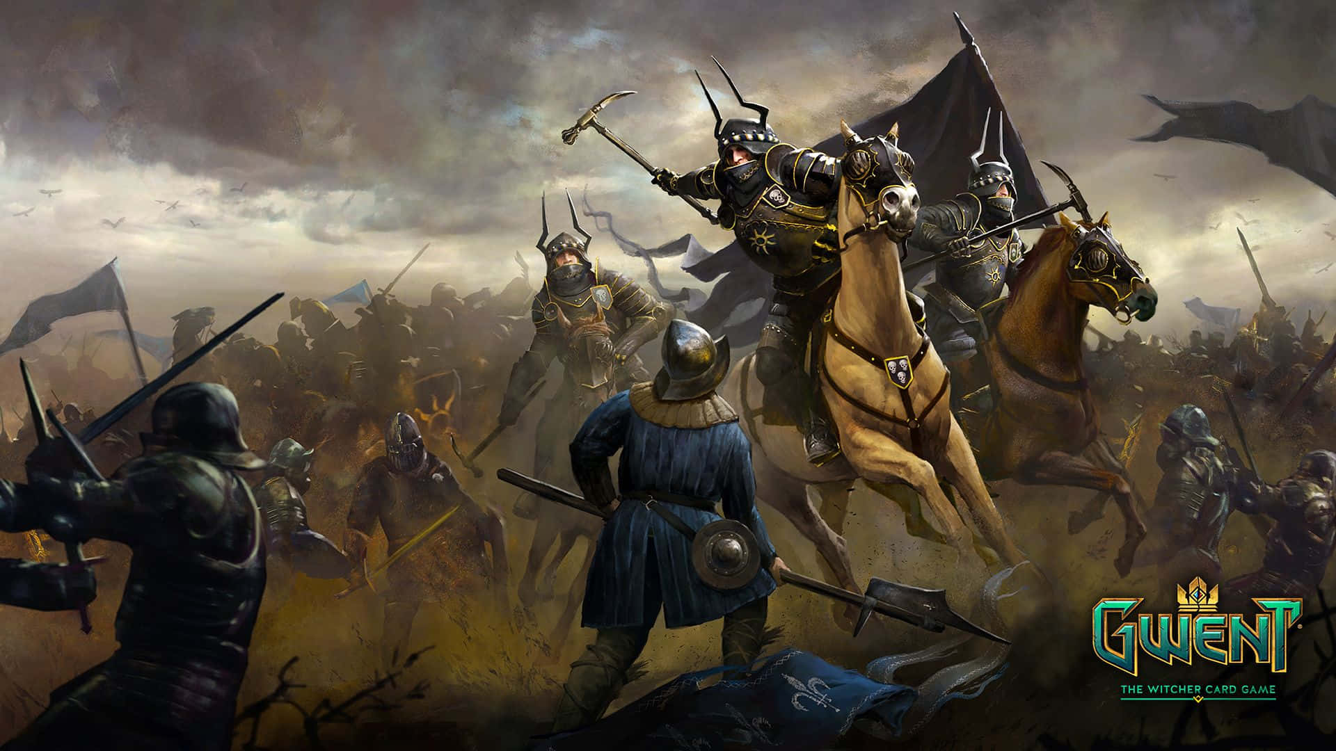 Gwent The Witcher Card Game, armored knights, horseback, Full HD Desktop Wallpaper