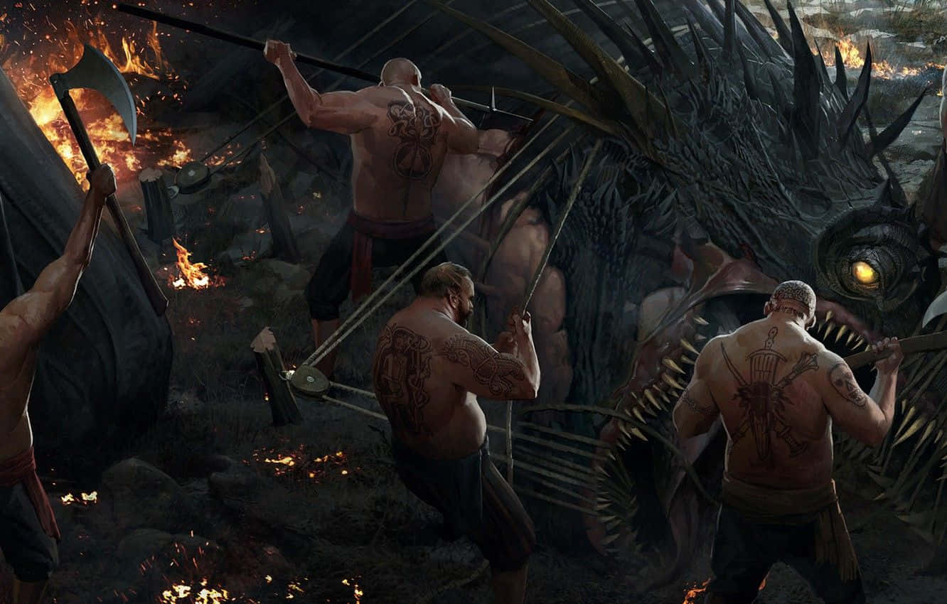 Gwent The Witcher Card Game, muscular warriors, back tattoos, HD Desktop Wallpaper