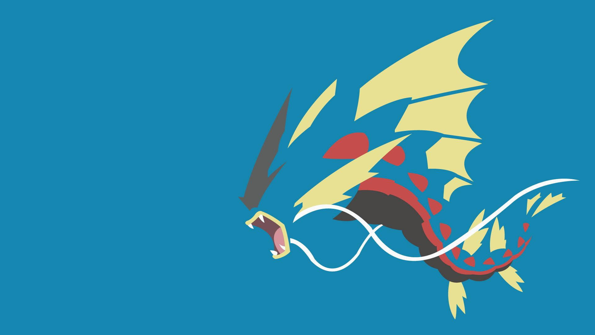 Gyarados, blue, yellow wings, Full HD Desktop Wallpaper