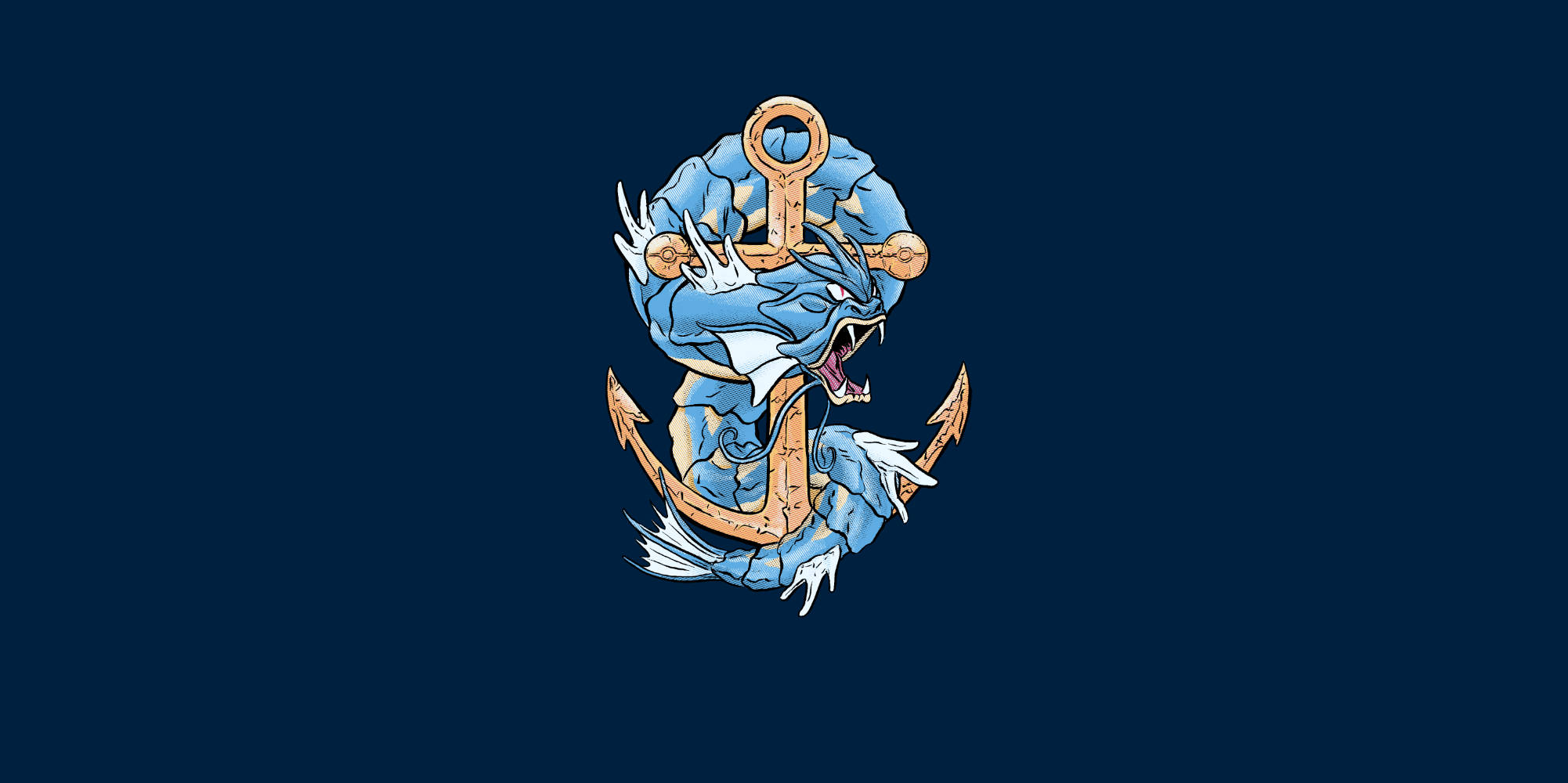 Gyarados, blue dragon, rusted anchor, Full HD Desktop Wallpaper