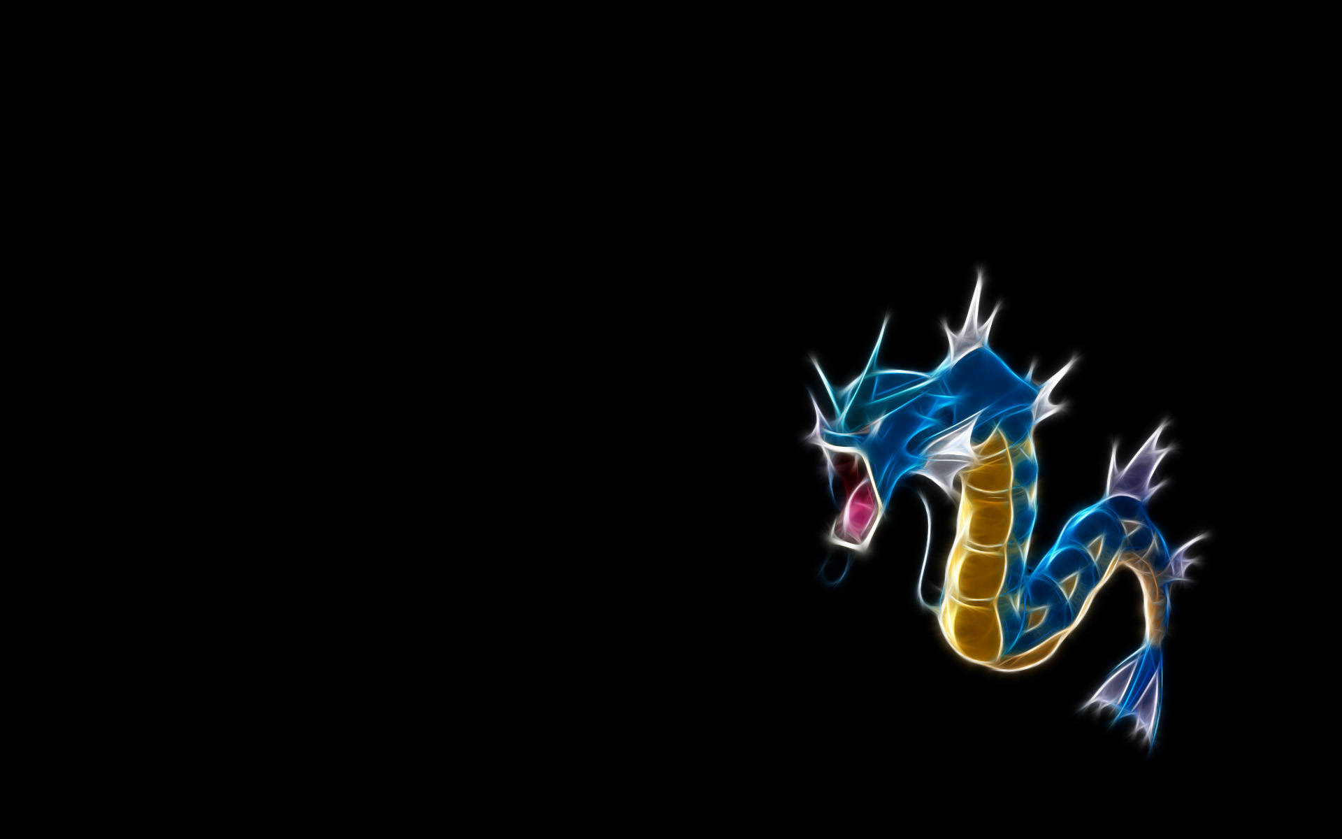 Gyarados, glowing blue, gold, Full HD Desktop Wallpaper