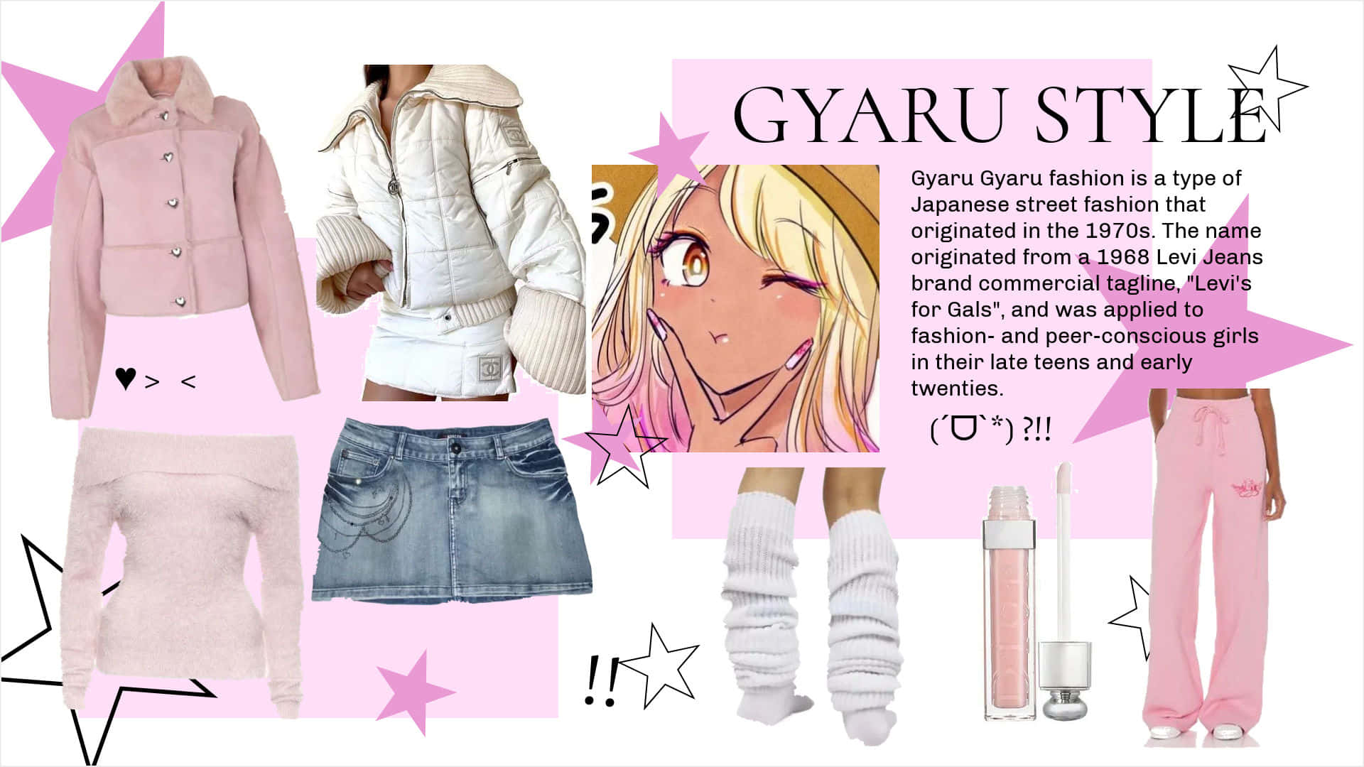 gyaru fashion, pink jackets, denim skirts, Full HD Desktop Wallpaper