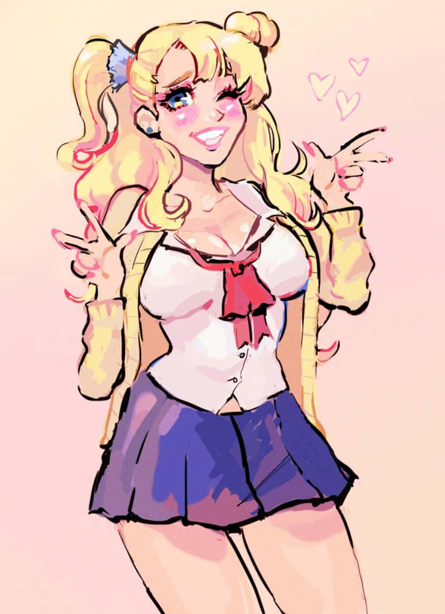Gyaru, blonde pigtails, sailor outfit, SD Phone Wallpaper