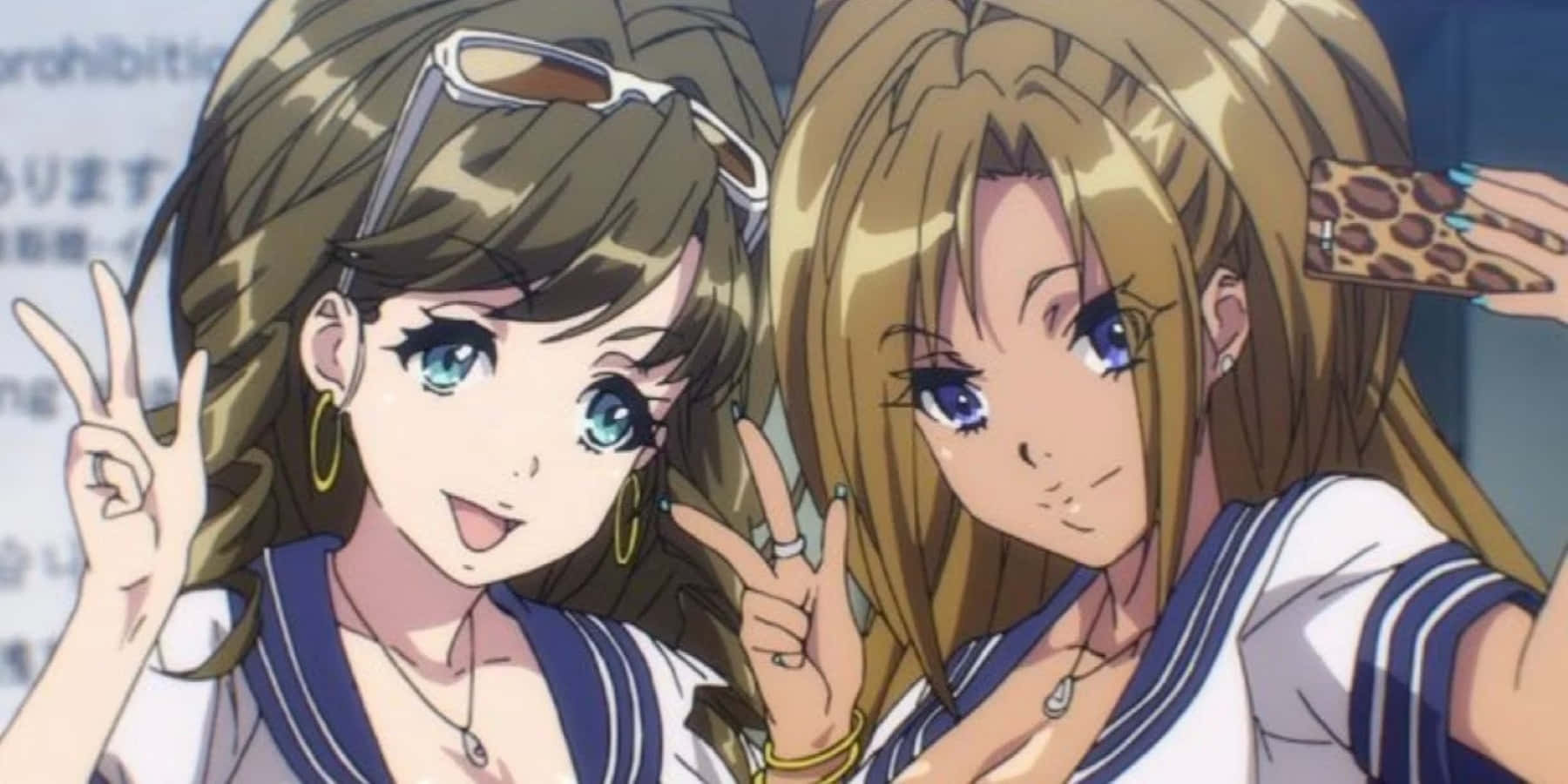 Gyaru, sailor uniforms, leopard print accessories, HD Desktop Wallpaper