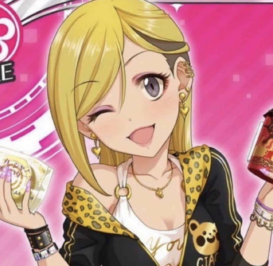 Gyaru, blonde hair, winks, SD Desktop Wallpaper