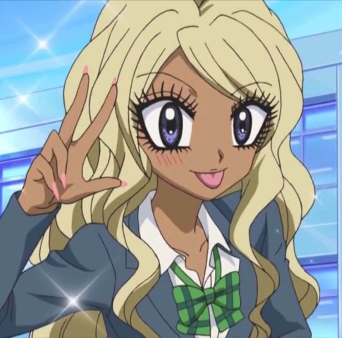 Gyaru, blonde hair, purple eyes, SD Desktop Wallpaper