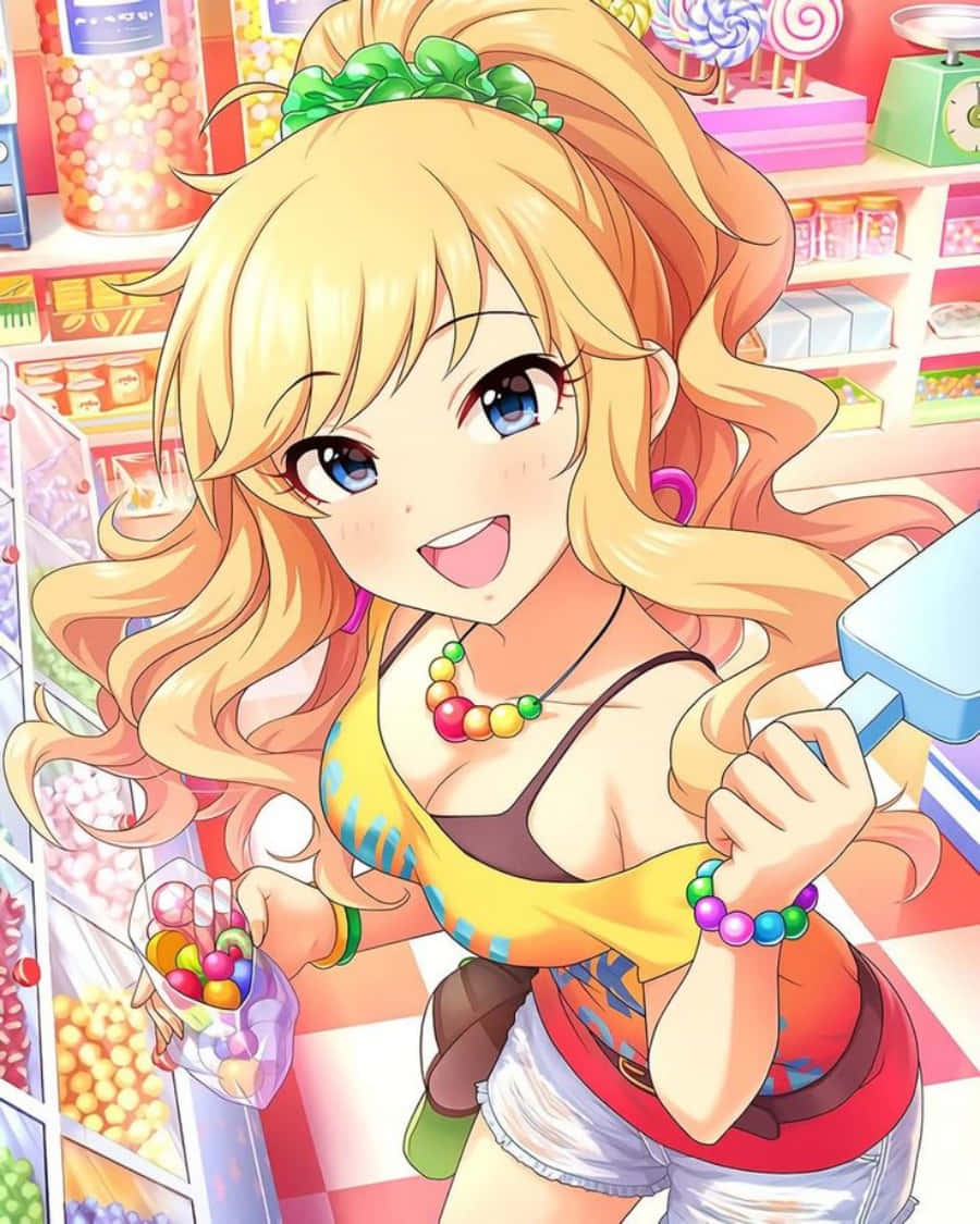 Gyaru, blonde hair, blue eyes, SD Phone Wallpaper