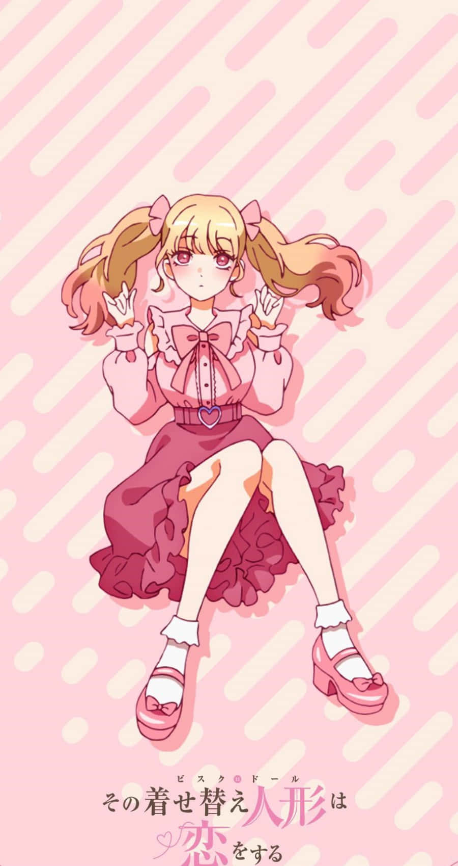 Gyaru, blonde pigtails, pink frilly dress, HD Phone Wallpaper