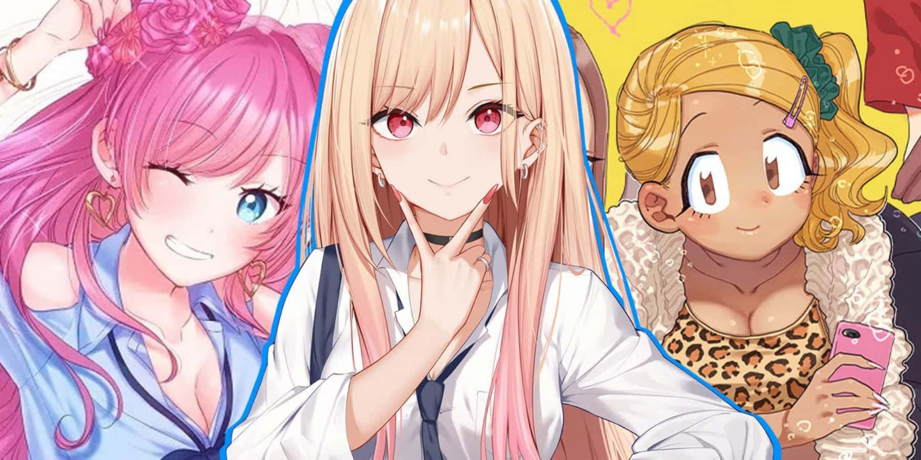Gyaru, pink hair, blonde hair, HD Desktop Wallpaper