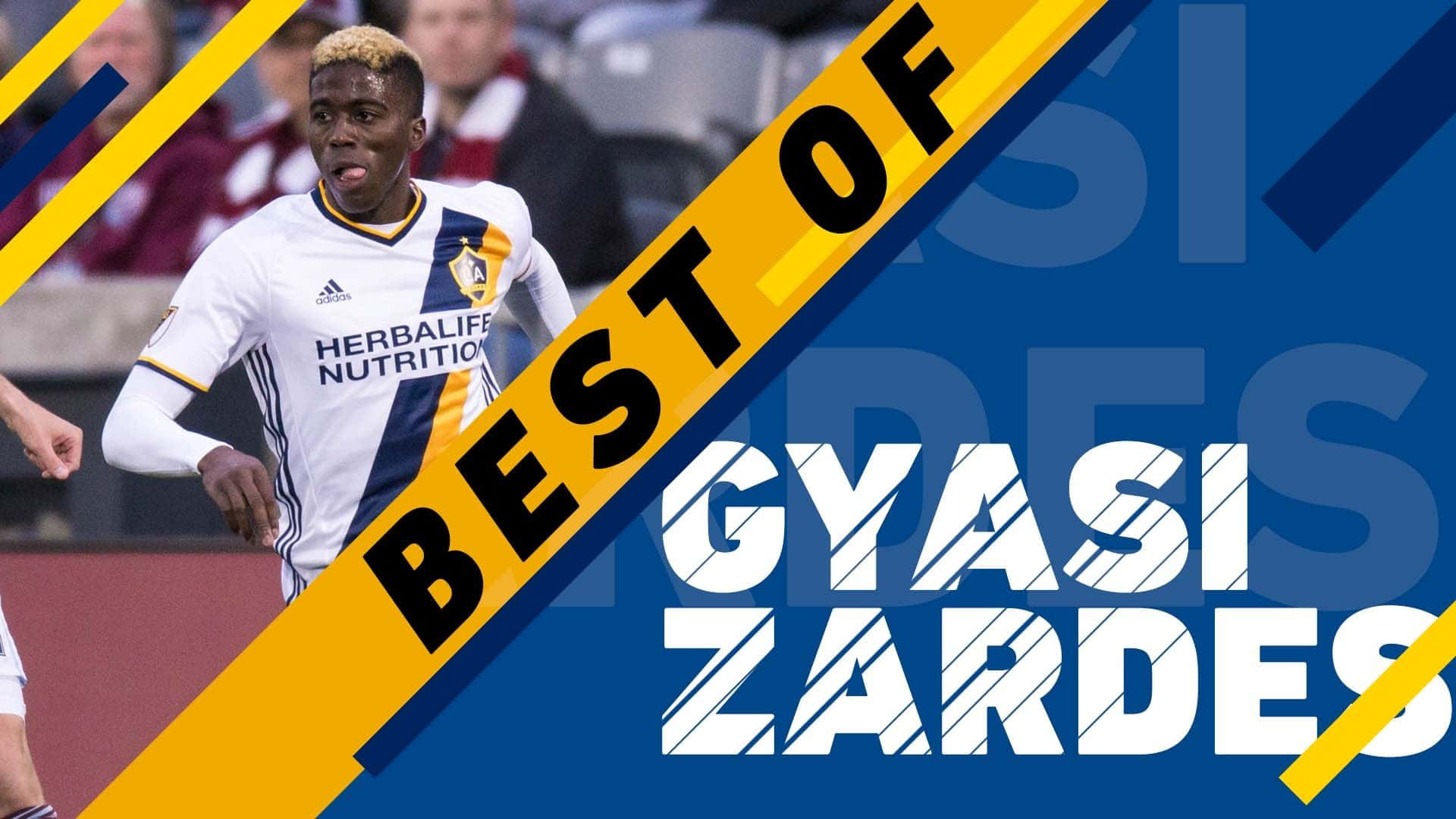 Gyasi Zardes, white and blue jersey, stadium field, Full HD Desktop Wallpaper