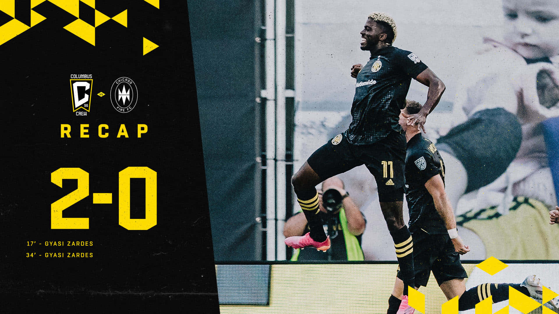 Gyasi Zardes, black jersey, 2-0 match recap graphic, Full HD Desktop Wallpaper