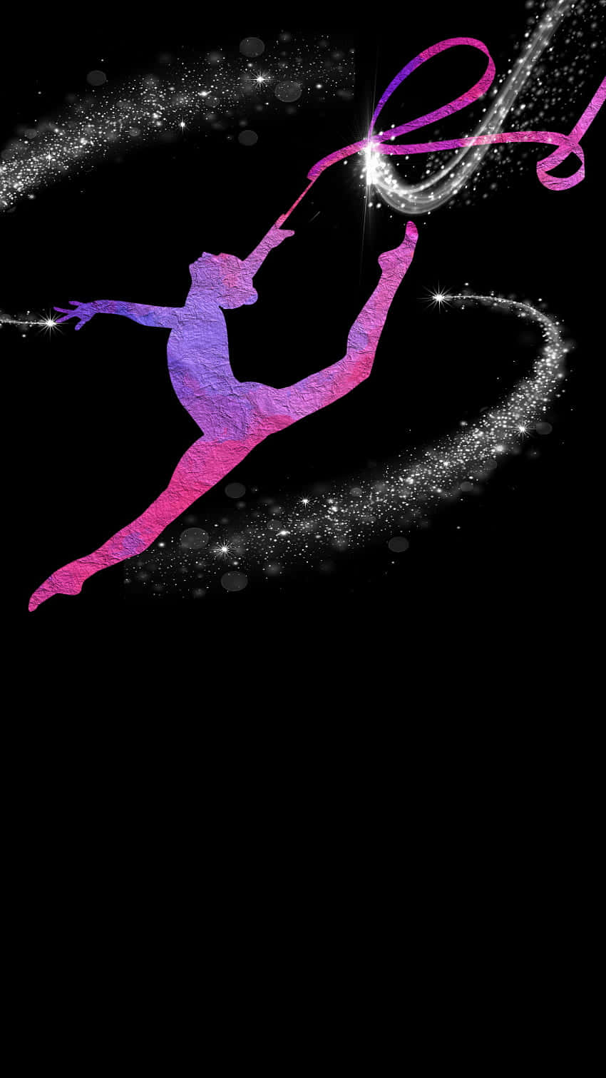 vibrant purple, pink gymnast silhouette, black background, HD Phone Wallpaper
