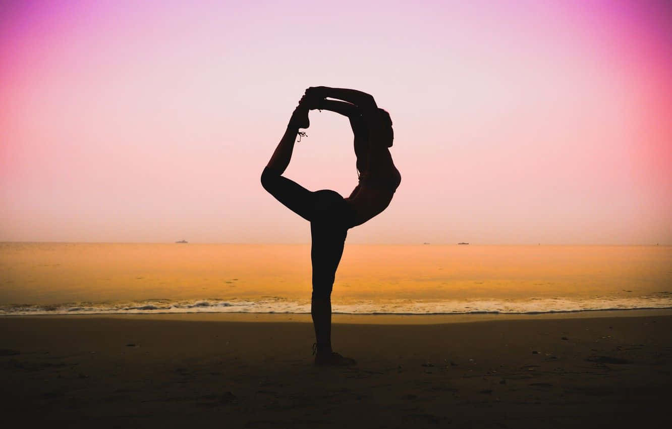 gymnastics, silhouette, beach, HD Desktop Wallpaper