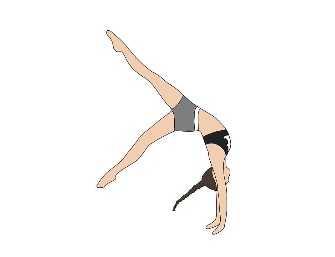 female gymnast, handstand, one leg extended high, SD Desktop Wallpaper