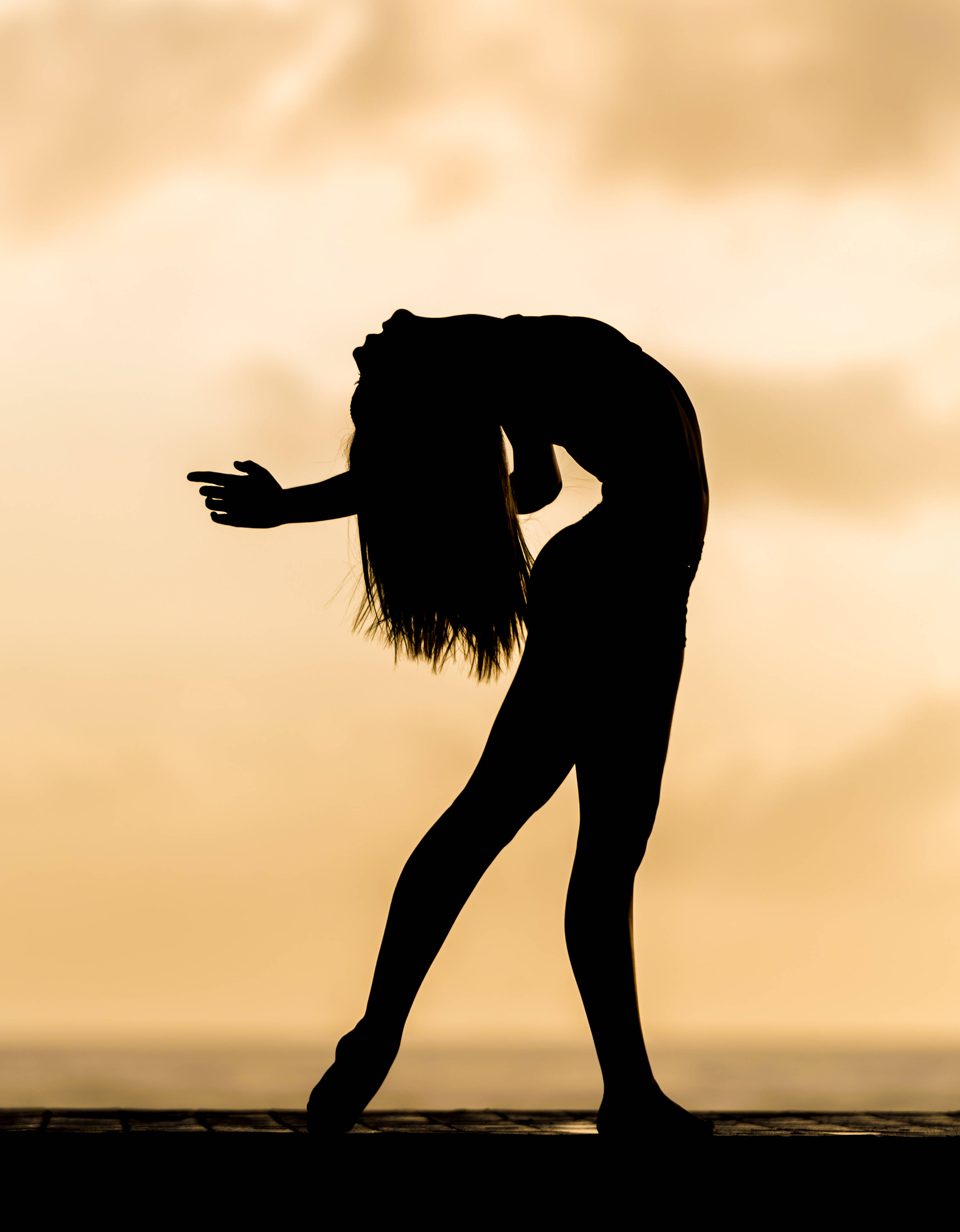 gymnastics, backbend, silhouette, 4K Phone Wallpaper
