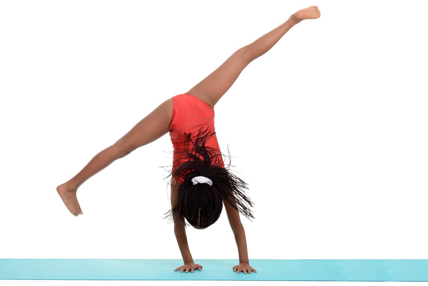red leotard, handstand, young girl, HD Desktop Wallpaper