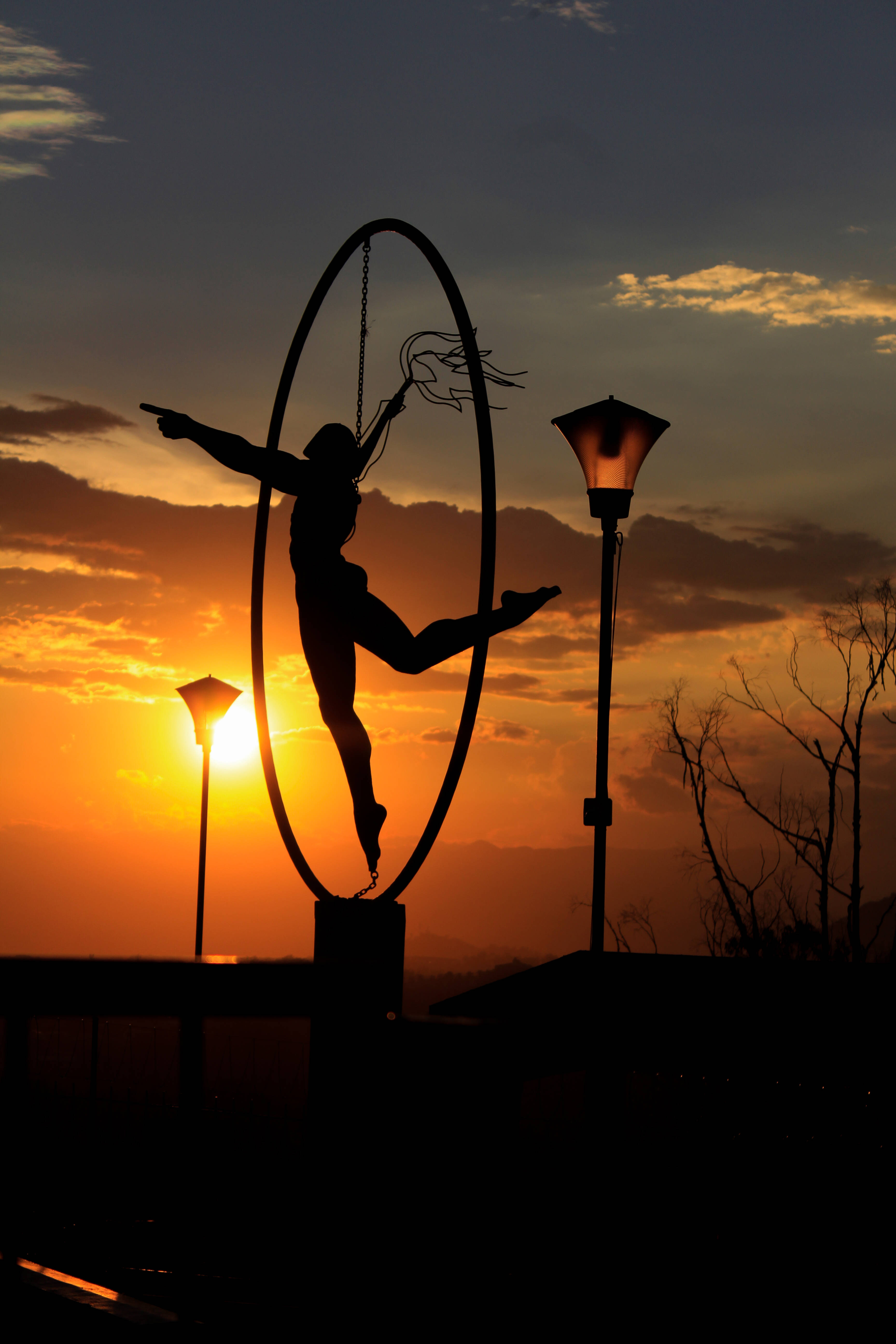 gymnastics, sunset, silhouette, 5K Phone Wallpaper