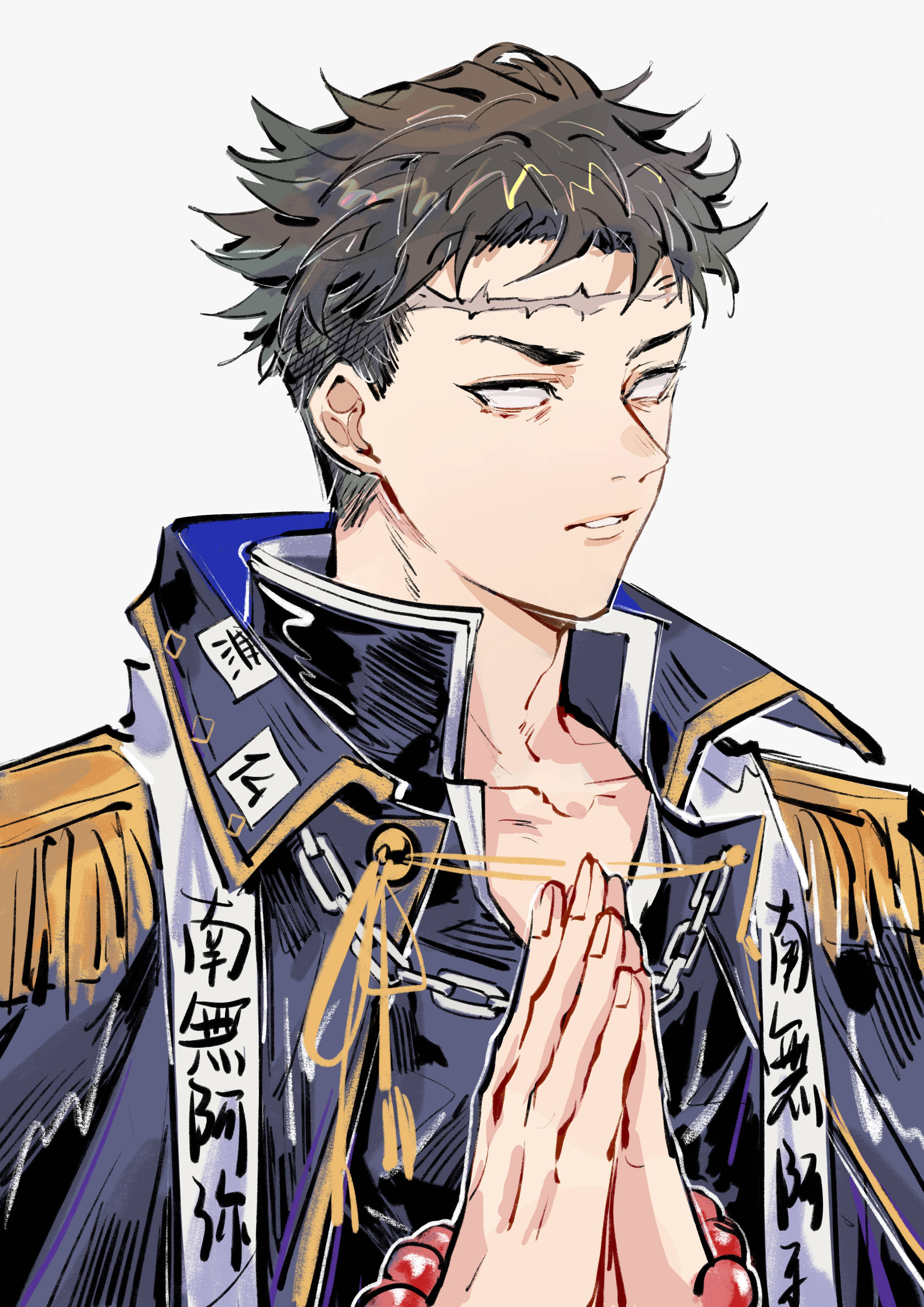 Gyomei Himejima, spiky hair, prayer beads, 4K Phone Wallpaper
