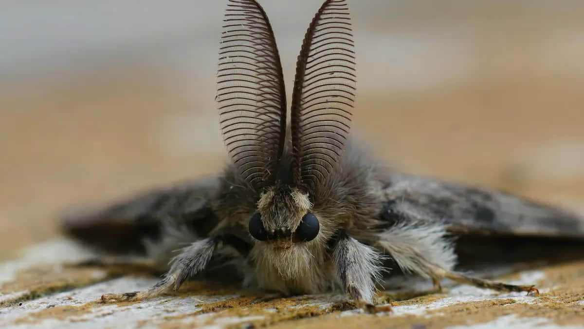 Gypsy Moth, feathery antennae, fuzzy gray wings, SD Desktop Wallpaper