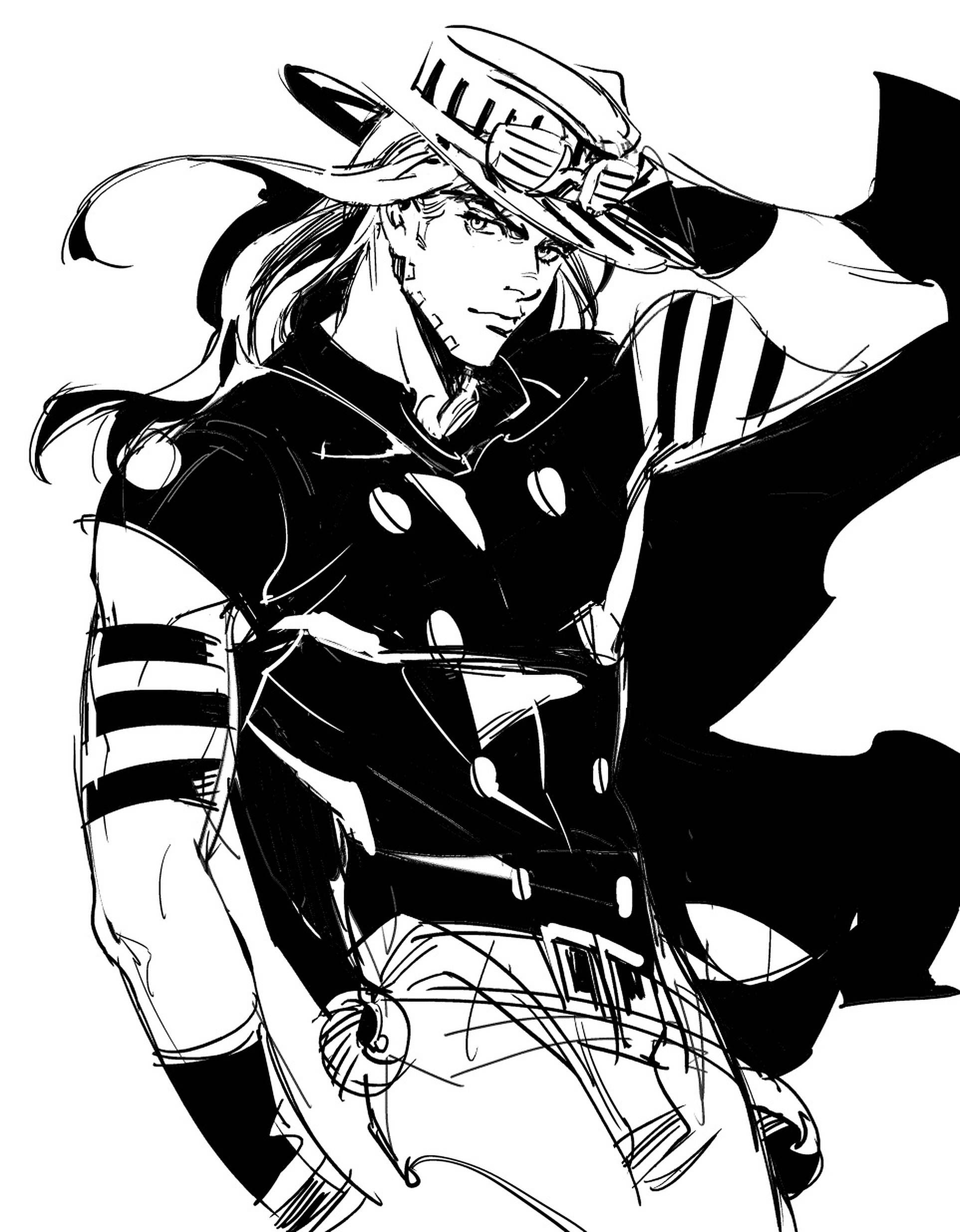 Gyro Zeppeli, wide-brimmed hat, striped outfit, Full HD Phone Wallpaper