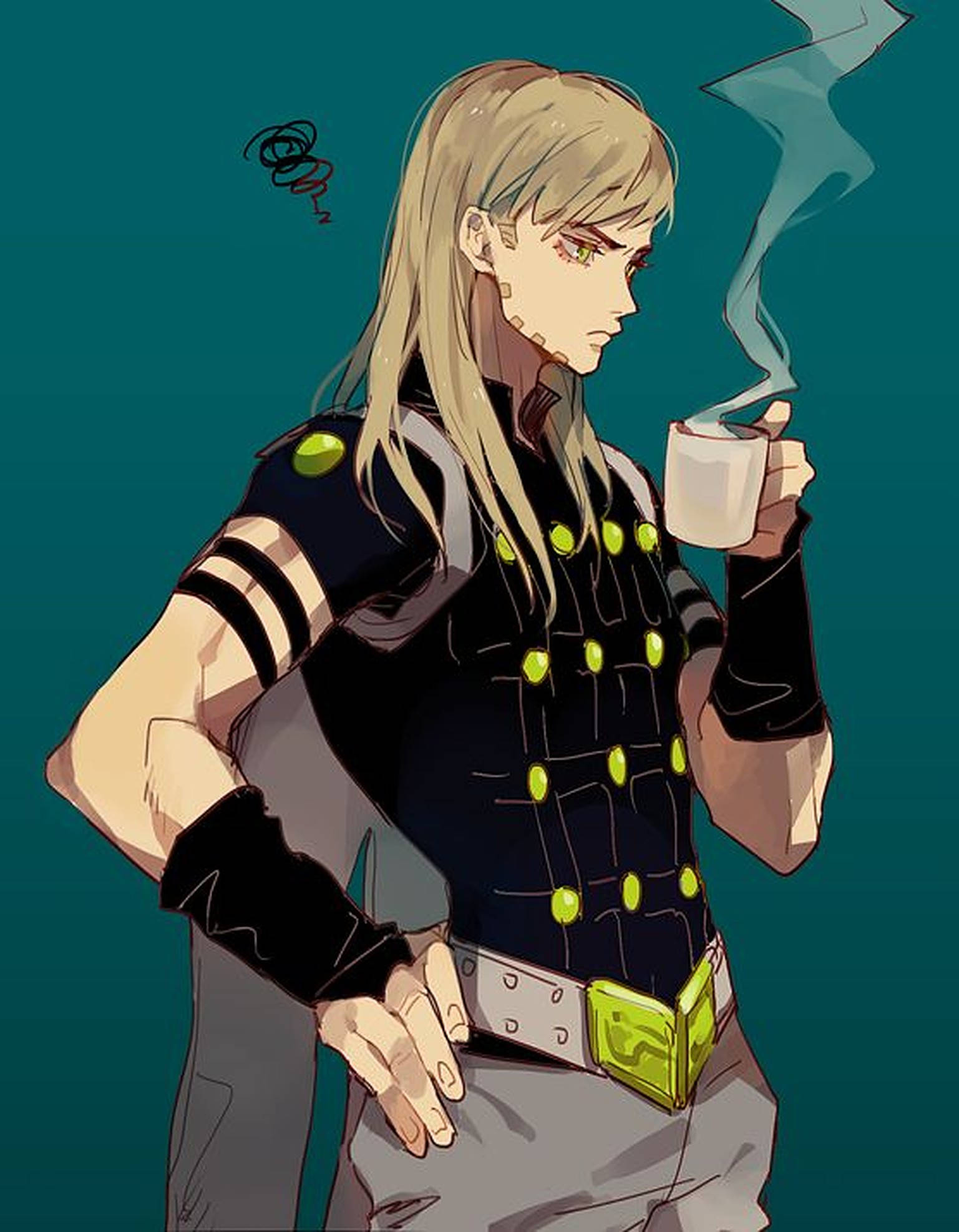 Gyro Zeppeli, black vest, green buttons, Full HD Phone Wallpaper