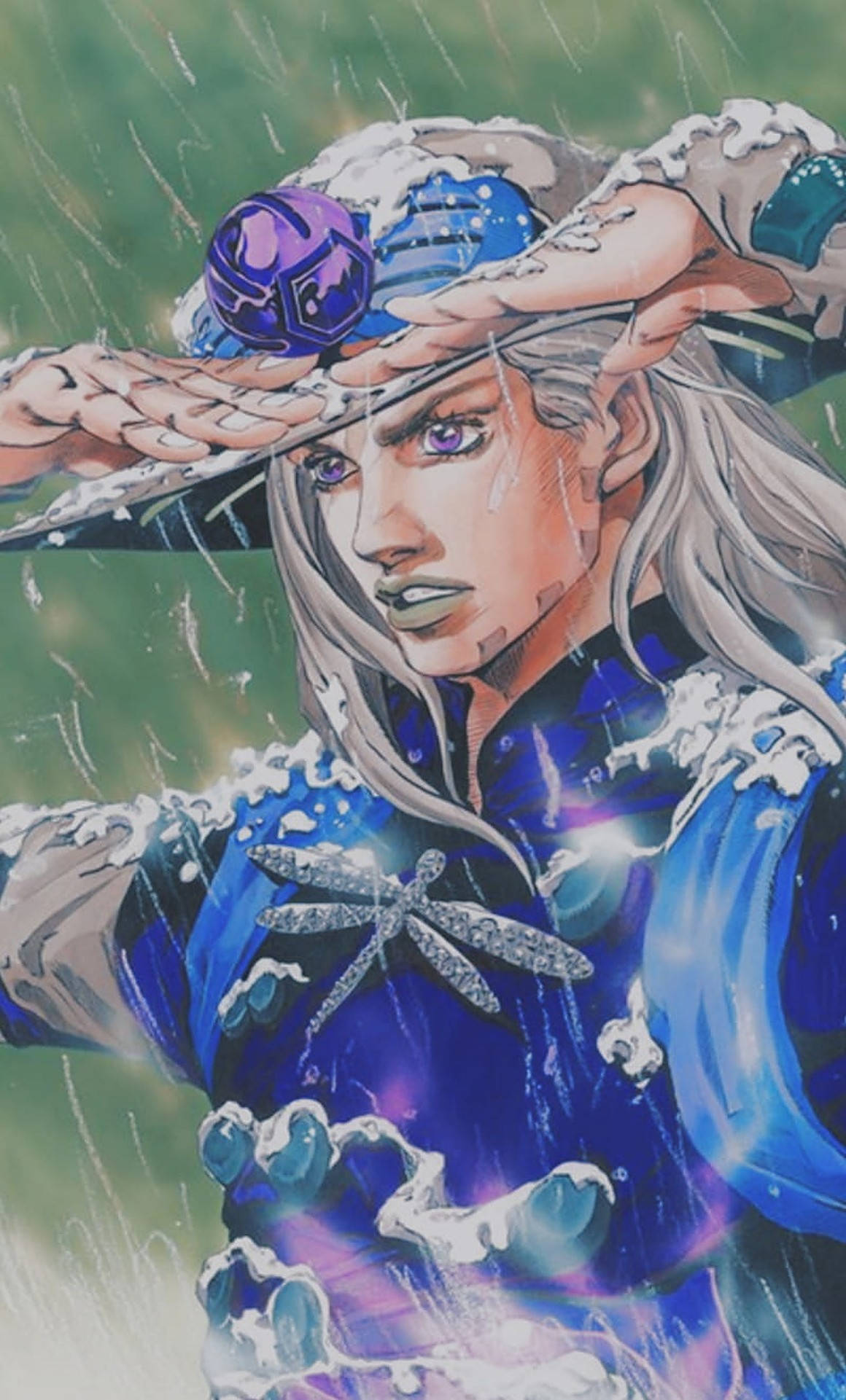 Gyro Zeppeli, blue outfit, dragonfly motifs, Full HD Phone Wallpaper