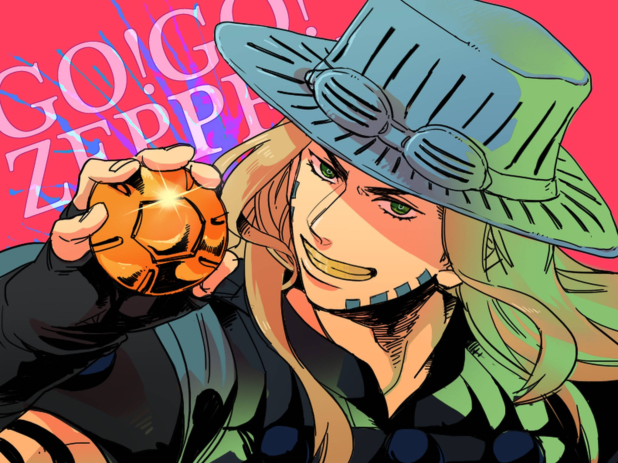 Gyro Zeppeli, green eyes, wide grin, Full HD Desktop Wallpaper