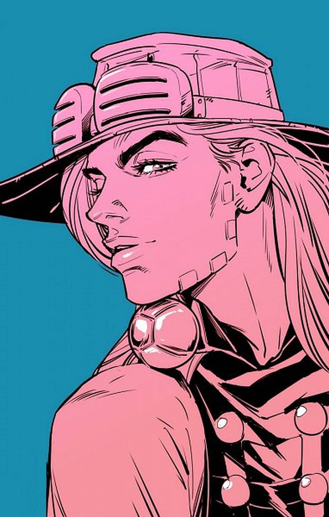 Gyro Zeppeli, pink hair, futuristic hat, Full HD Phone Wallpaper