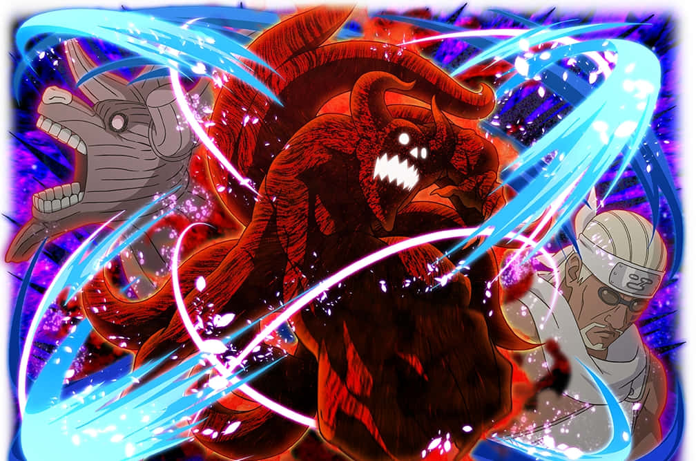Gyuki, nine-tailed fox, red, SD Desktop Wallpaper