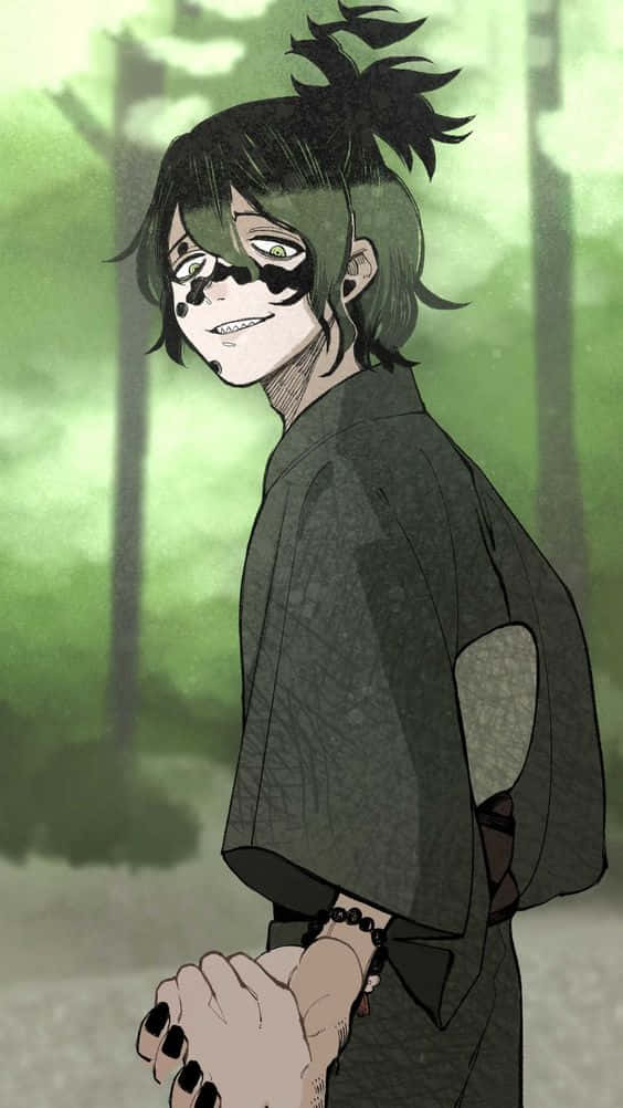 Gyutaro, green-haired, black face paint, SD Phone Wallpaper