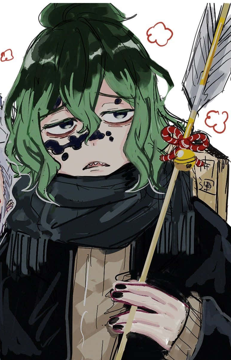 Gyutaro, green hair, black face paint, SD Phone Wallpaper