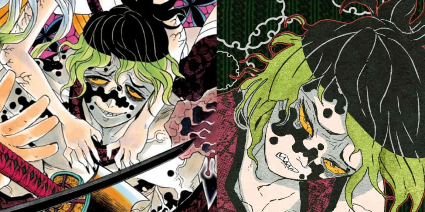 Gyutaro, green-haired, skeletal figure, HD Desktop Wallpaper