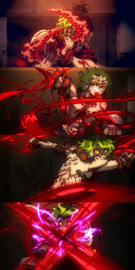 Gyutaro, green hair, red energy, SD Phone Wallpaper