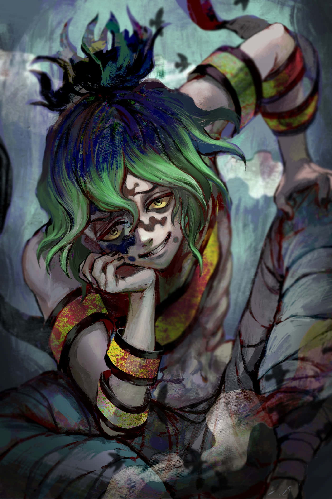 Gyutaro, green hair, hat, Full HD Phone Wallpaper