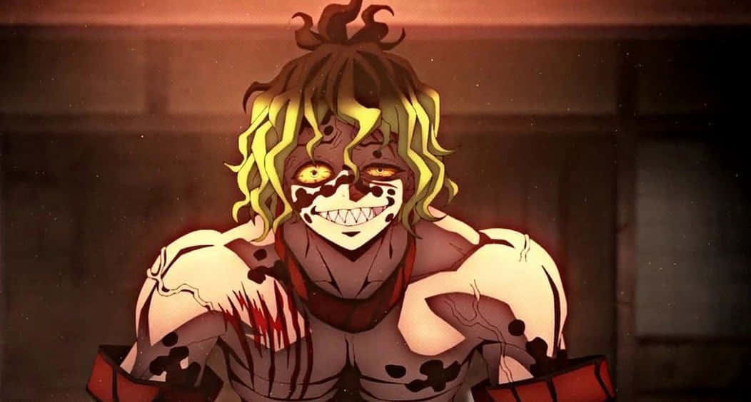 Gyutaro, spiky yellow hair, glowing eyes, SD Desktop Wallpaper