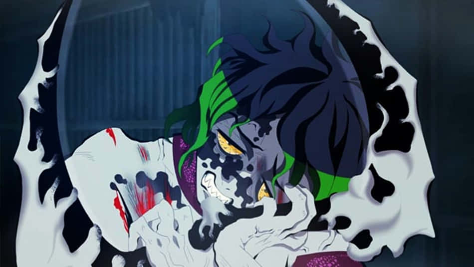 Gyutaro, demonic anime character, glowing yellow eyes, SD Desktop Wallpaper
