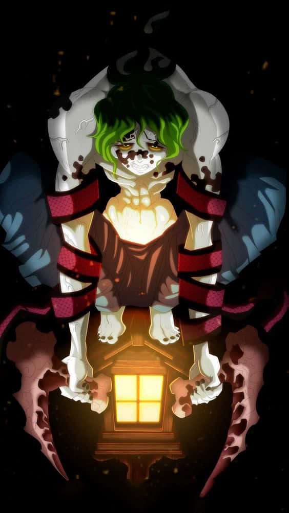 Gyutaro, green hair, lantern, SD Phone Wallpaper